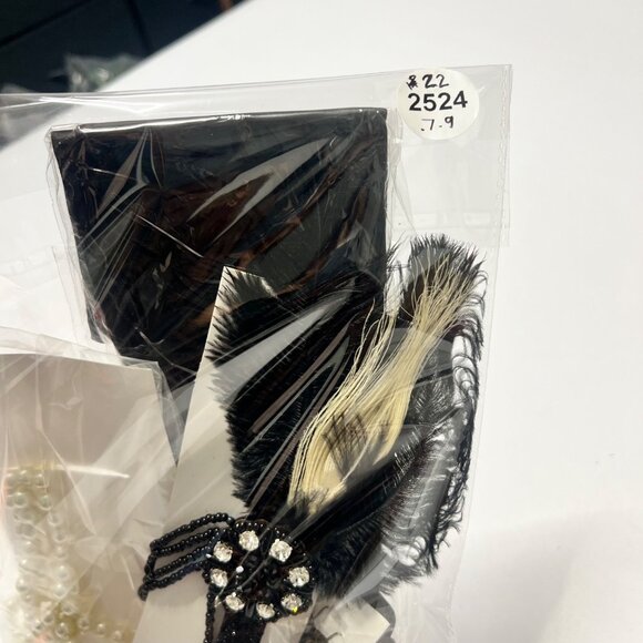 1920s Flapper Black Feathers Accessories Gatsby Costume Accessories Set #2524 - Picture 5 of 5